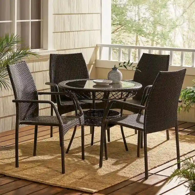 Lisbon Outdoor 5-piece Wicker Dining Set by Christopher Knight Home