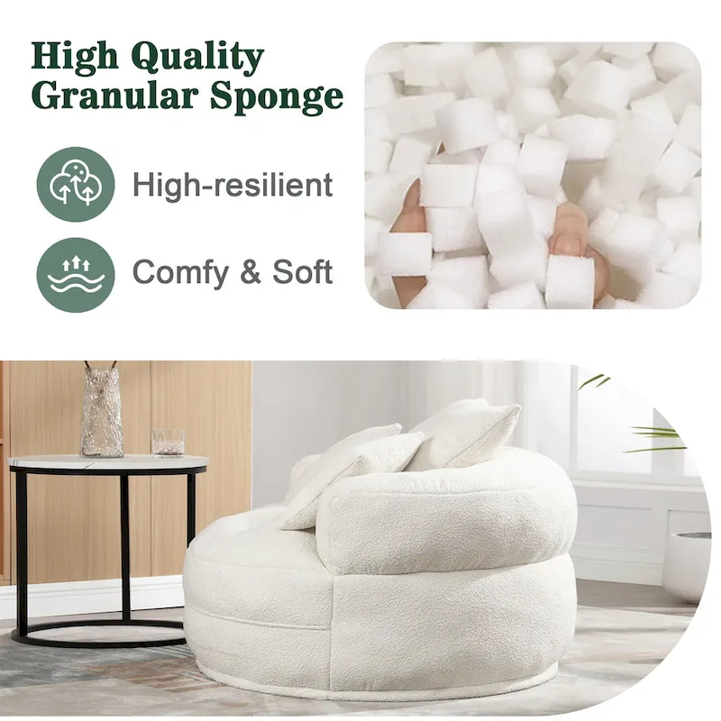 Oversized Round Fabric Lounge Chair with Curved Back