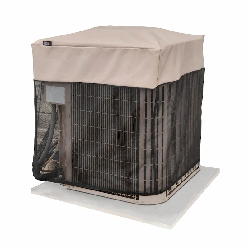 Modern Leisure Basics Square Air Conditioner Cover, 32  Square X 32 H, Black & Beige - 32 L x 32  W x 32  H