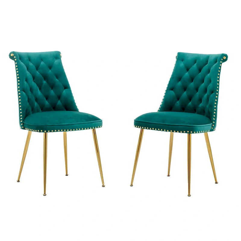 Clihome Modern Velvet Upholstered Featured Dining Chairs (Set of 2)