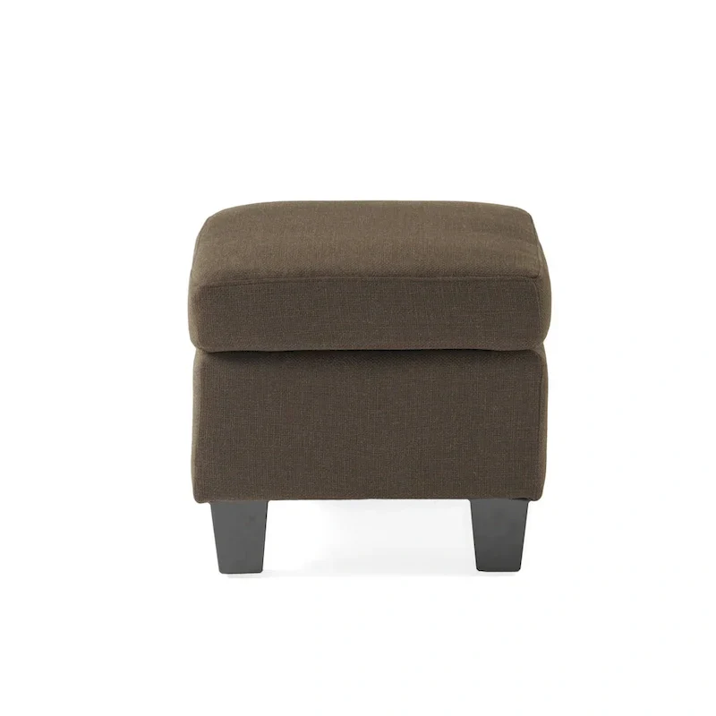 Upholstered Fabric Ottoman with Birch Wood Legs