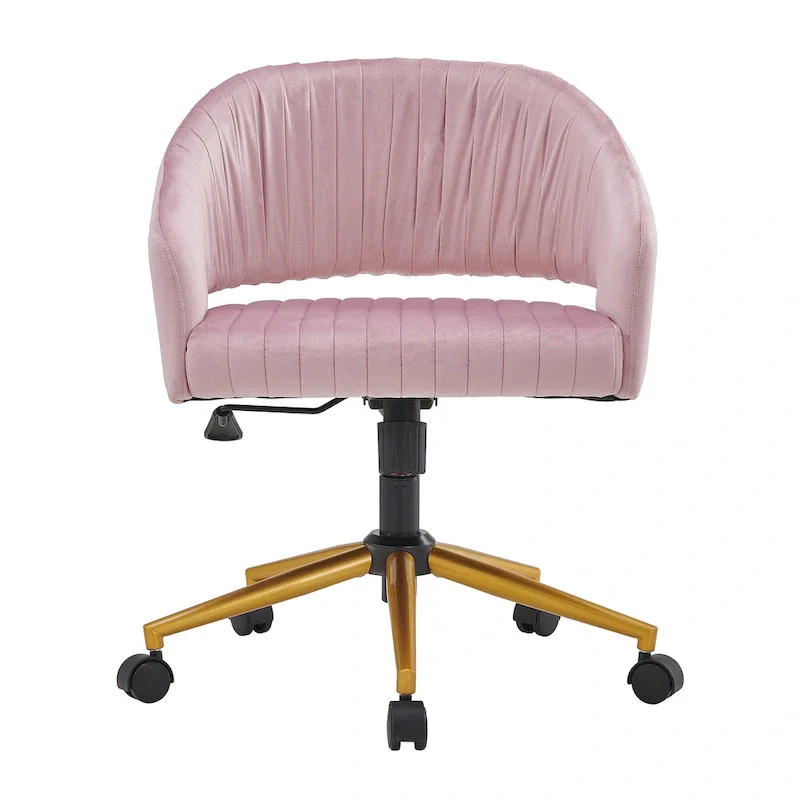 Modern Gold Office Chair Velvet Task Chair Swivel Height Adjustable Computer Chair