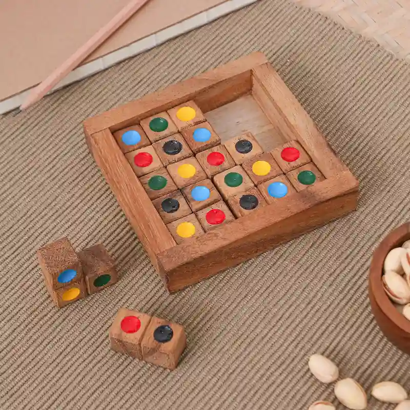 Novica Handmade Colorful Sudoku Wood Game