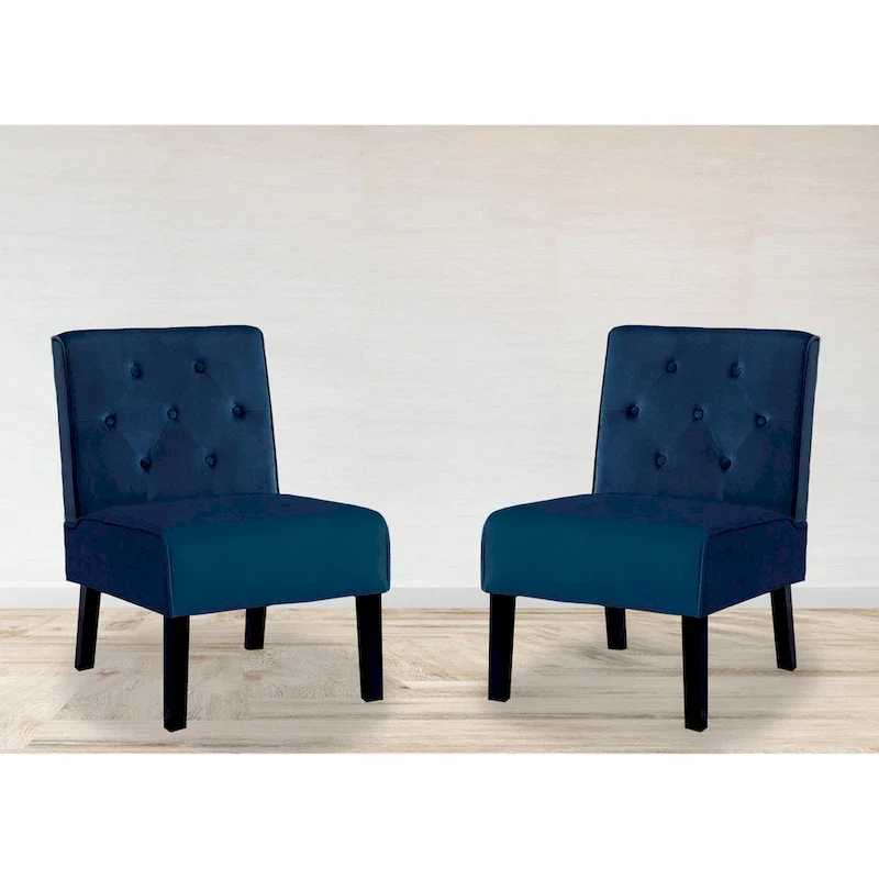 US Pride Nixon Velvet Tufted Back Accent Chair Set of 2