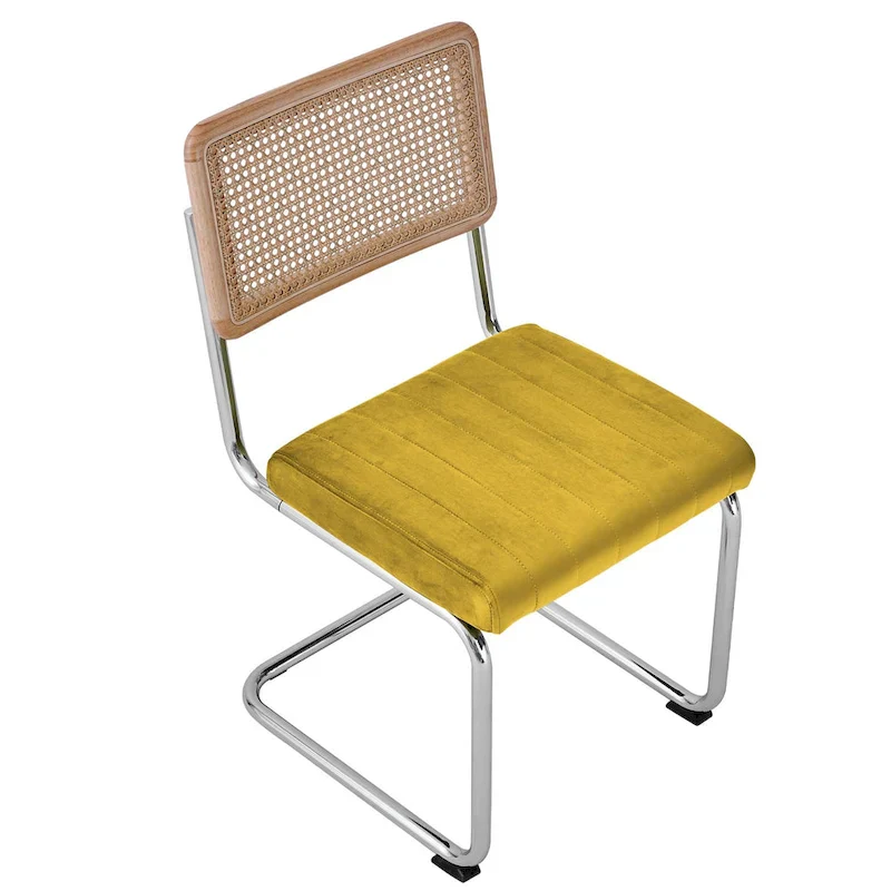 Velvet Upholstered Rattan Dining Chairs Set of 2/4