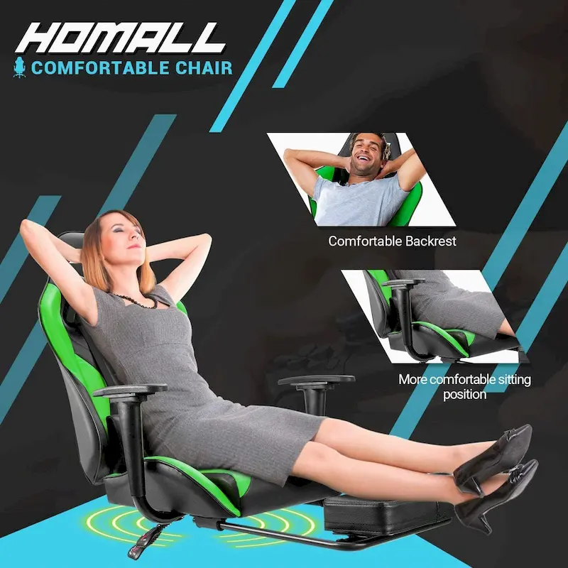 Gaming Chair with Footrest - Ergonomic Desk Chair