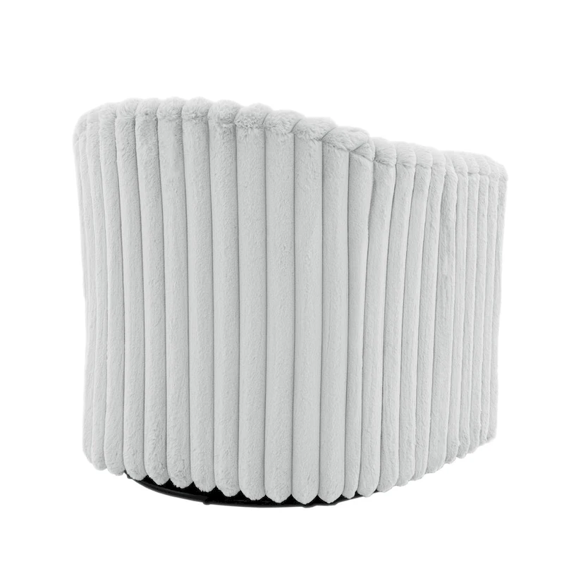 Faux Rabbit Fur Accent Chair 360-degree Swivel Barrel Chairs Set of 2