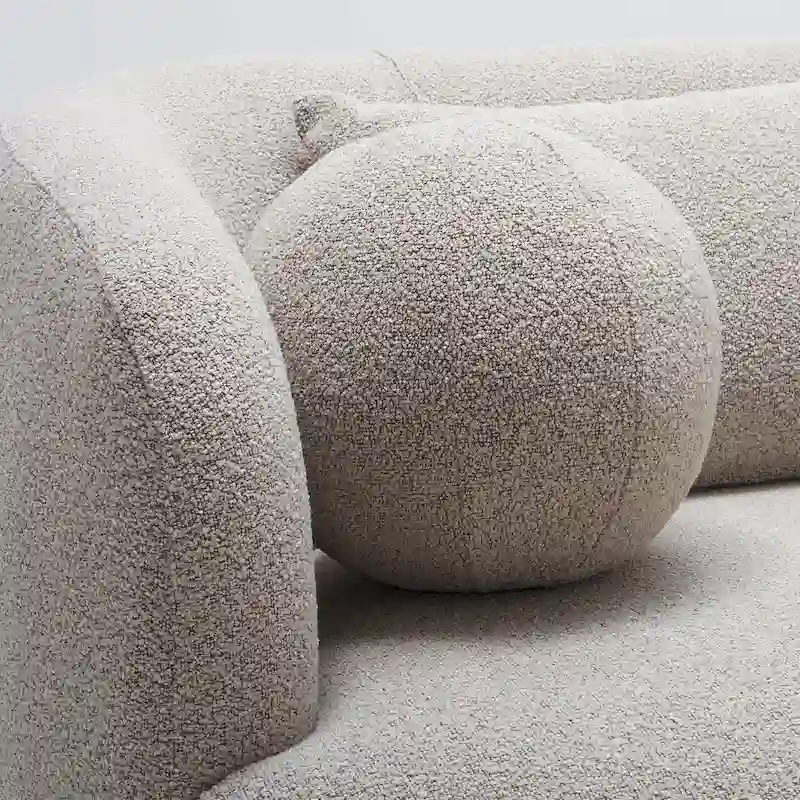 KINWELL Sherpa Boucle Upholstered 3-Seater Sofa Couch, 85 W