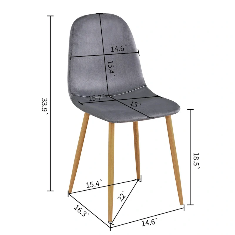 HomyLin Dining Chair Set of 4 Upholstered Fabric Low Back Armless