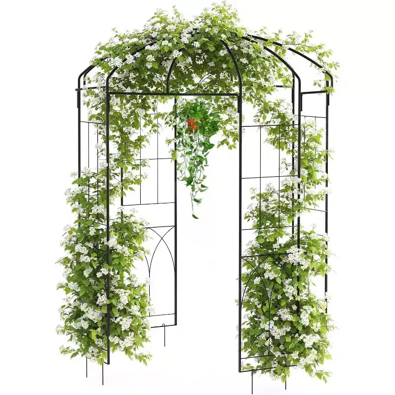 Romantic Birdcage Garden Arch 8.8 FT, Elegant Steel Wedding Arbor Gazebo for Outdoor Ceremony & Backyard Decor, Climbing Plants Pergola for Patio