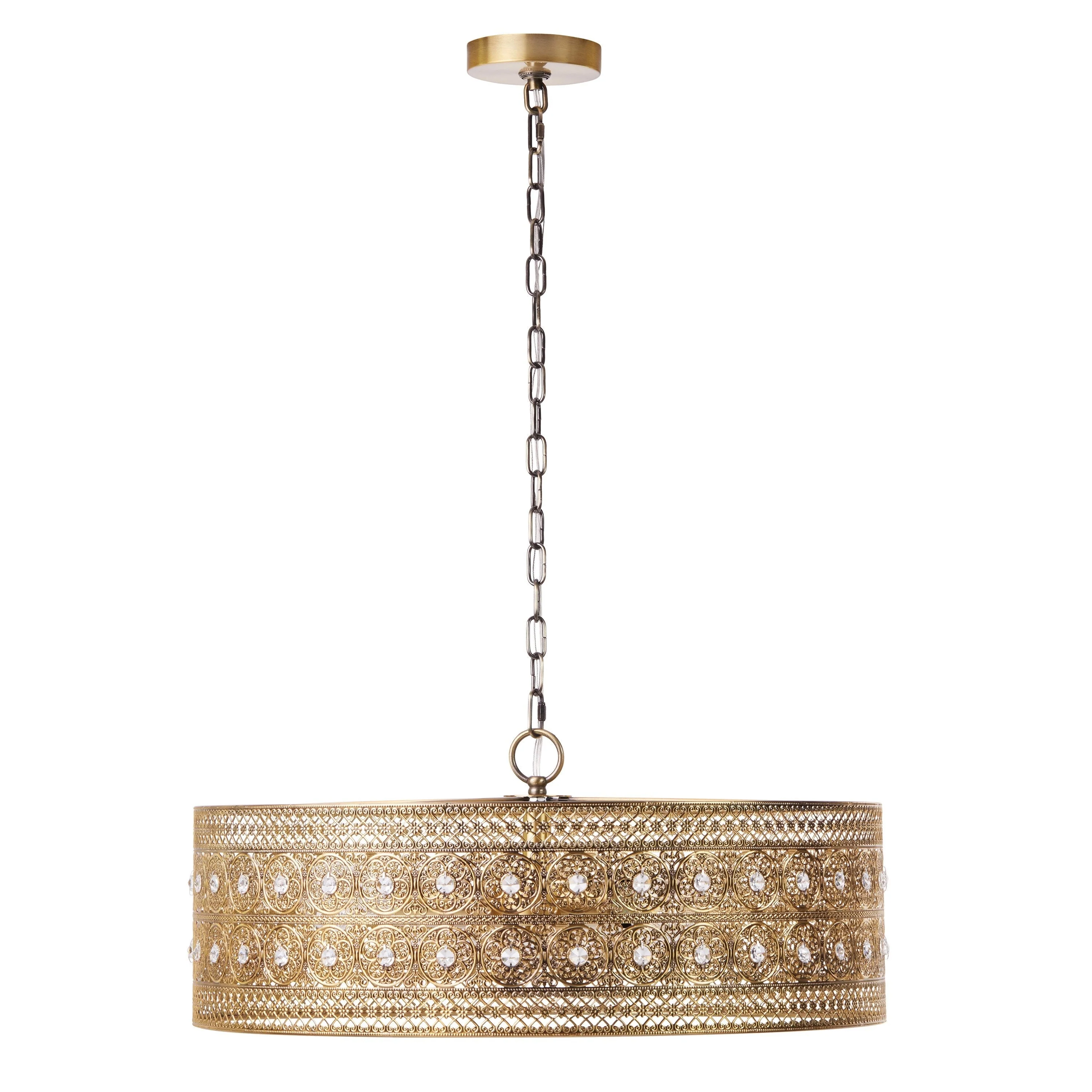 River of Goods Bryar Brass and Crystal 23.5W 3-Light Chandelier - 23.5 x 23.5 x 61.5