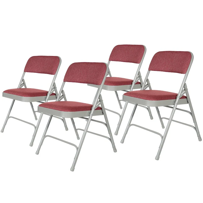 Hampden Furnishings Bernadine Collection Fabric Triple Brace Folding Chair, Pack of 4