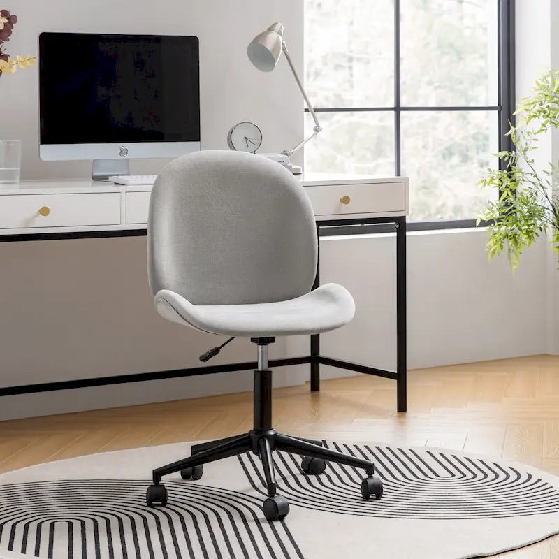 Modern Office Chair 360° Swivel Armless With Metal Base
