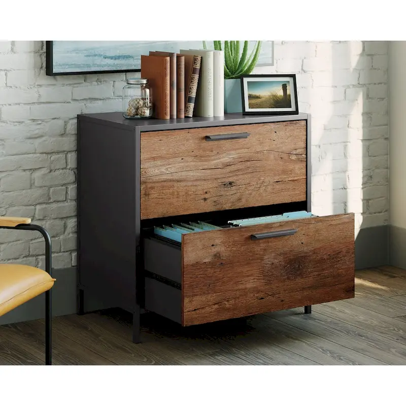 Black / White 2-Drawer Lateral File Cabinet – Retro-Industrial Style, 1 Person
