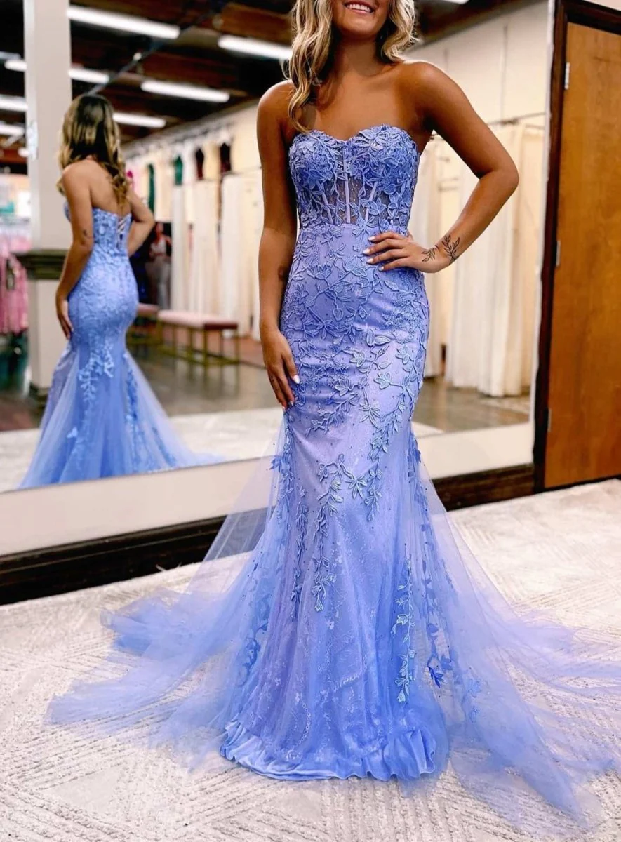 Mermaid Sweetheart Tulle Lace Prom Dress
