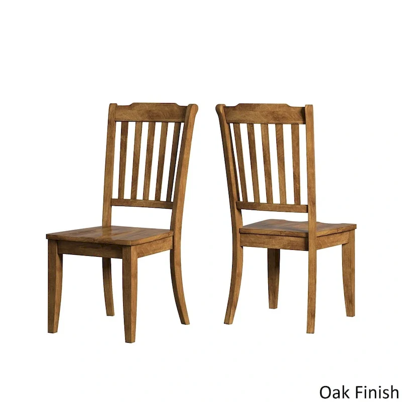 Round Oak Dining Set - 3-Piece with Slat Back Chairs