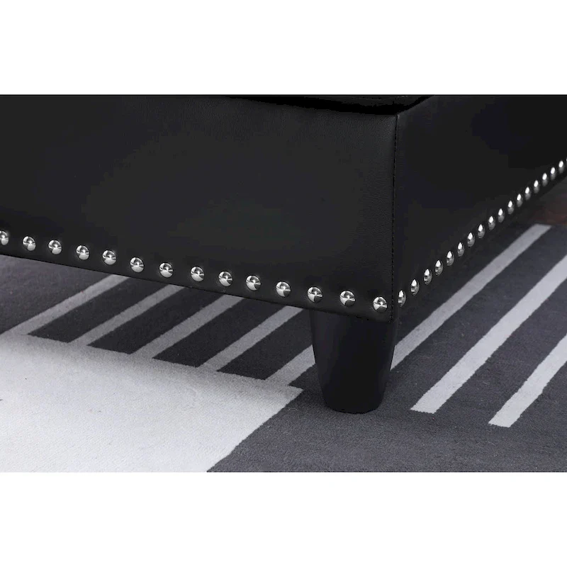 Faux Leather Sectional Sofa with Ottoman - 98 W x 71 D x 33 H