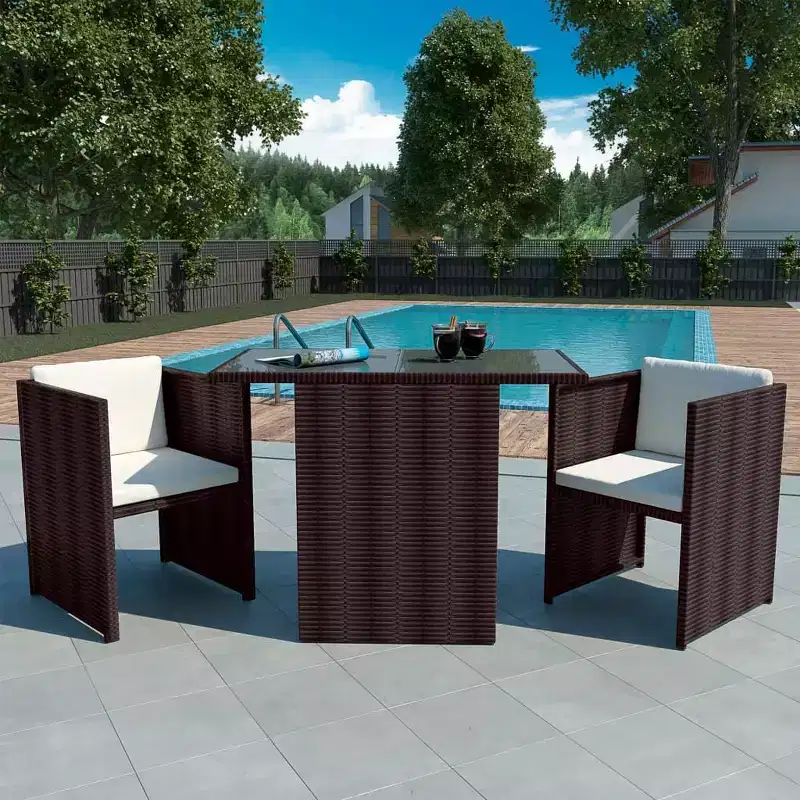 vidaXL Garden Dining Set Brown, Cream white