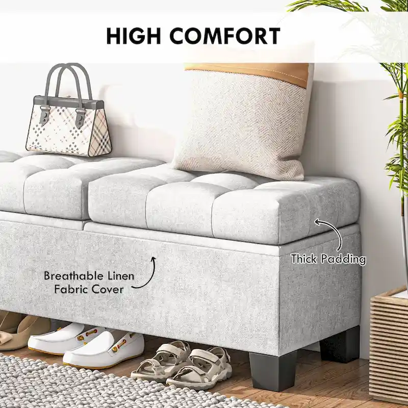 Upholstered End of Bed Bench with Steel Frame