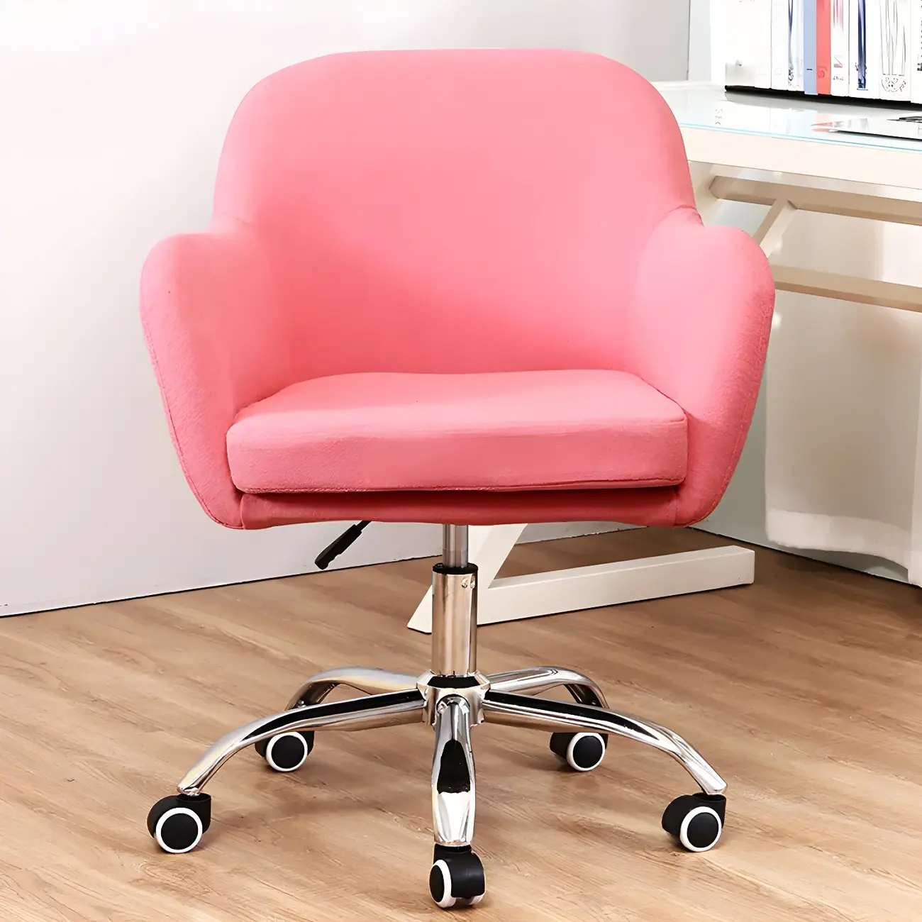Low-back Green Fabric Swivel Armrest Office Chair