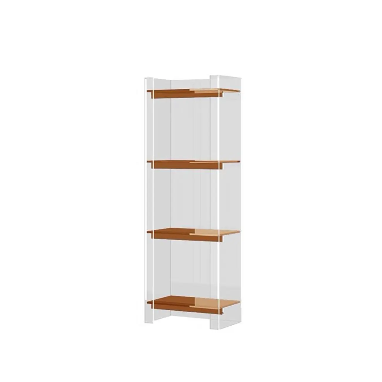 Minimalism Clear Acrylic 4-Tier Vertical Narrow Bookcase