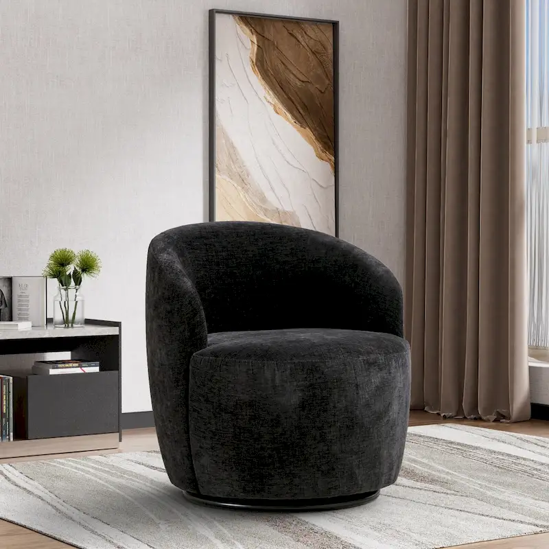 Ouyessir Accent Upholstered Round Velvet 360 Degree Swivel Sofa Chairs