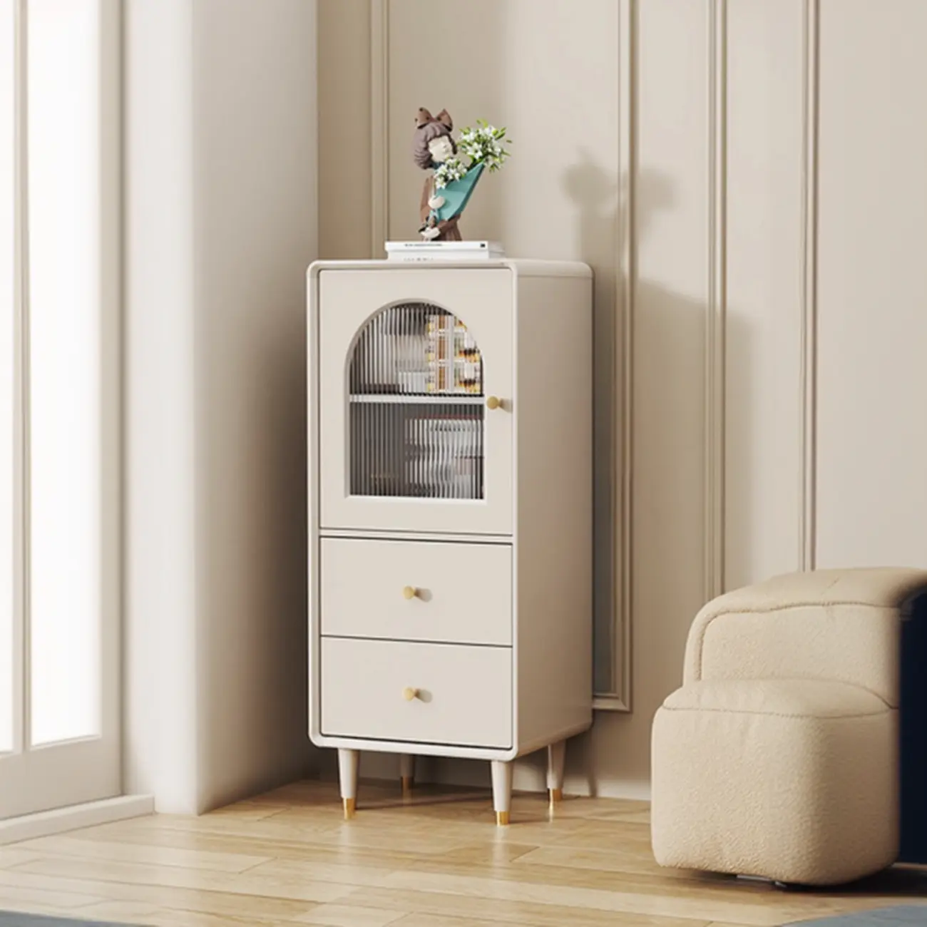 Wooden Free Standing Storage Cabinet with Scandinavian Style