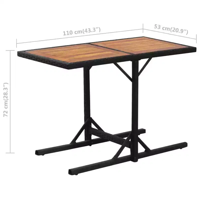 vidaXL Garden Table And Chair Black PE Rattan Medium Removable Covers