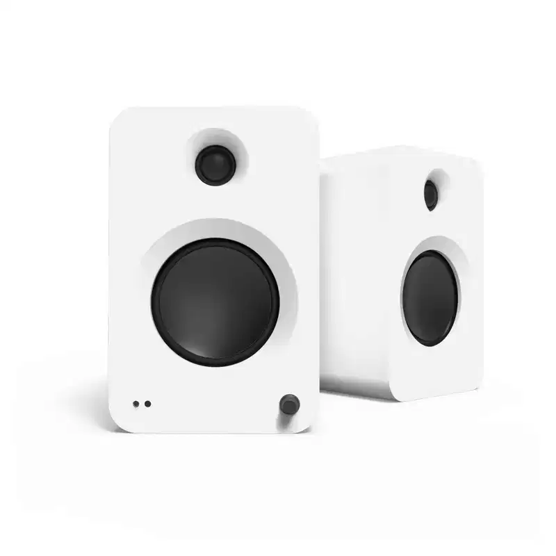 Kanto Ren Powered Speaker System - White, and Kanto ST34 Speaker Stands - Black