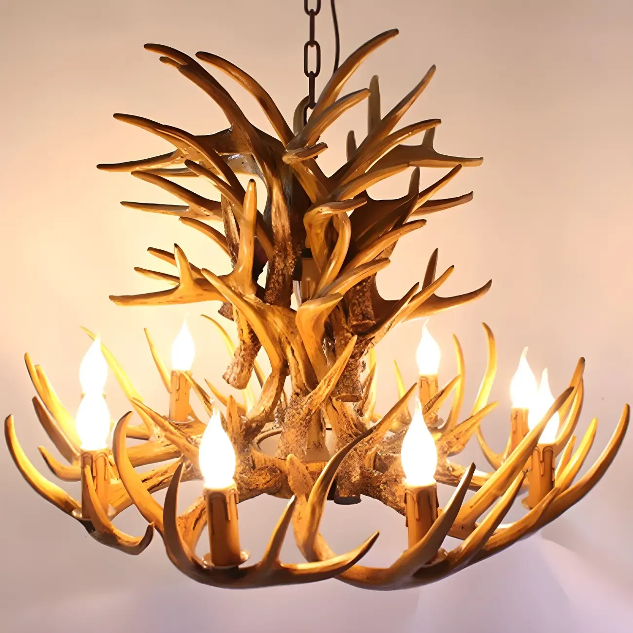 Rustic Large Antler Candelabra Chandelier with 2 Tiers