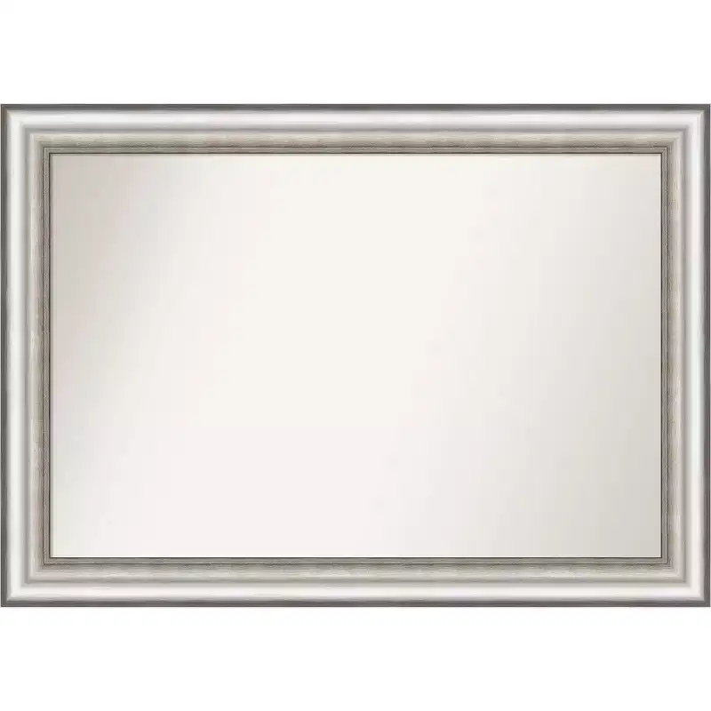 41" x 29" Non-Beveled Salon Silver Wall Mirror - Amanti Art