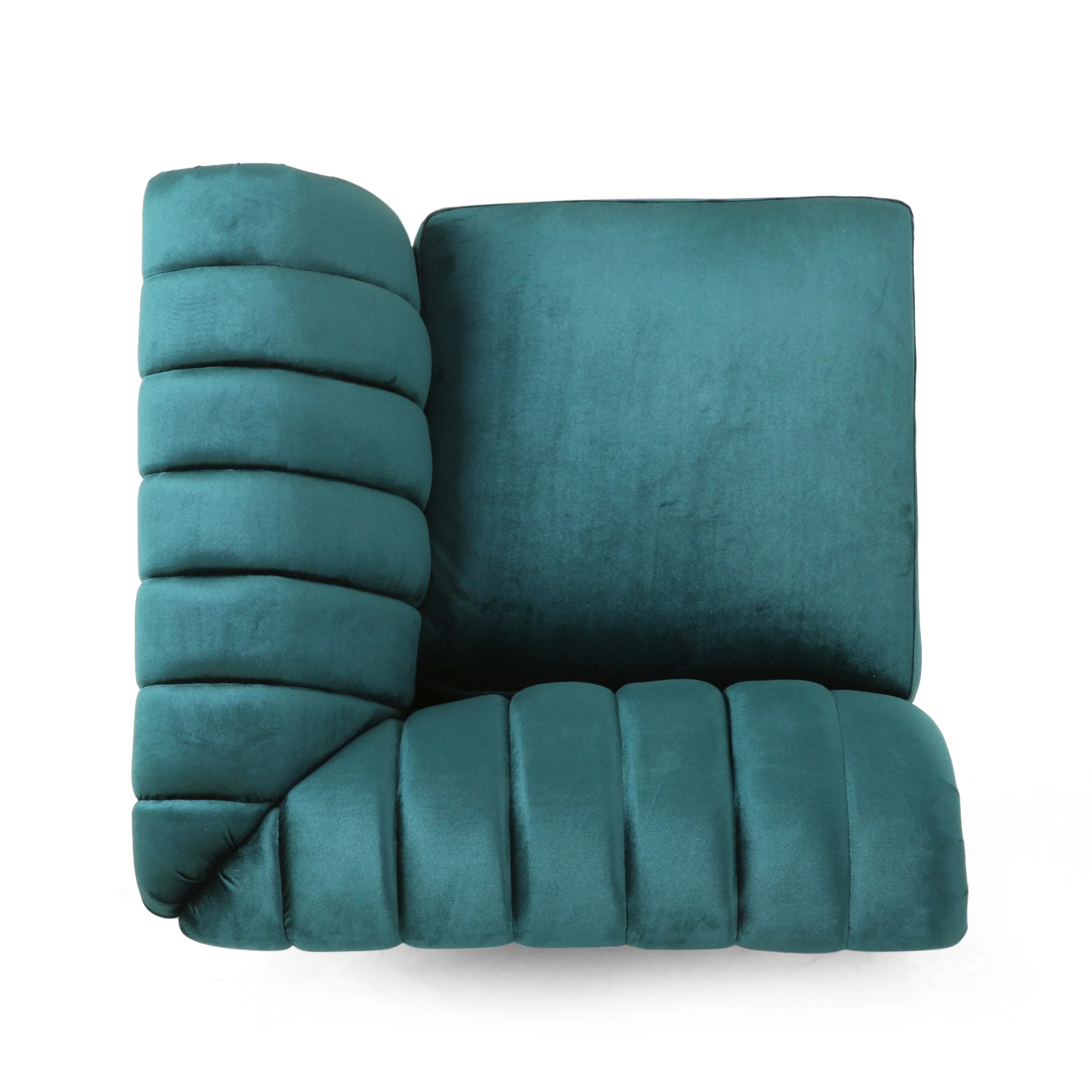 Modern Glam Velvet Channel Stitch Sectional Sofa Set - NH834413