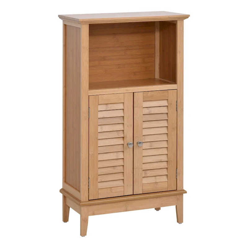 Bamboo Floor Cabinet with Shelves & Doors, Natural