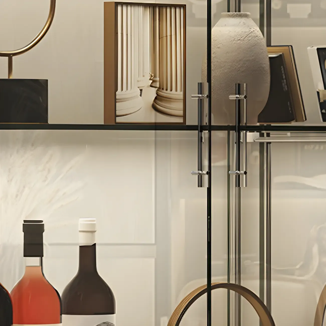 Fashion Black Clear Glass Tall Curio Cabinet with Light