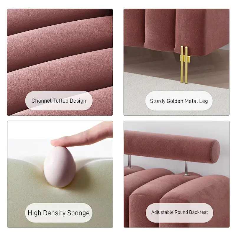 Ouyessir 52.2 Modern Channel Tufted Window Bench with Adjustable Back