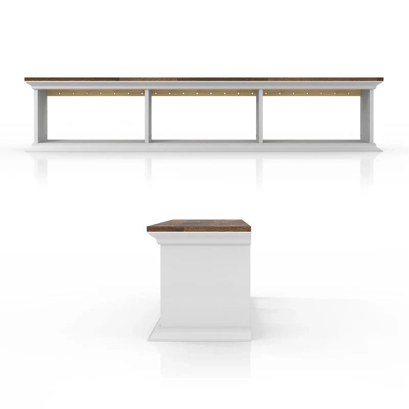 DH BASIC Transitional White 63-Inch 3-Shelf Floating TV Stand by Denhour