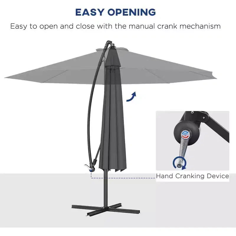 10' Cantilever Tilt Offset Patio Umbrella w/ UV & Water Safe Material & Cross Base (Weight Not Included)
