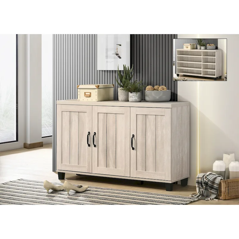 Corby 45 Dusty Gray Oak Finish 3-Door Shoe Cabinet