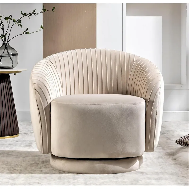 Modern Barrel Swivel Accent Chair with Plush Velvet Upholstery