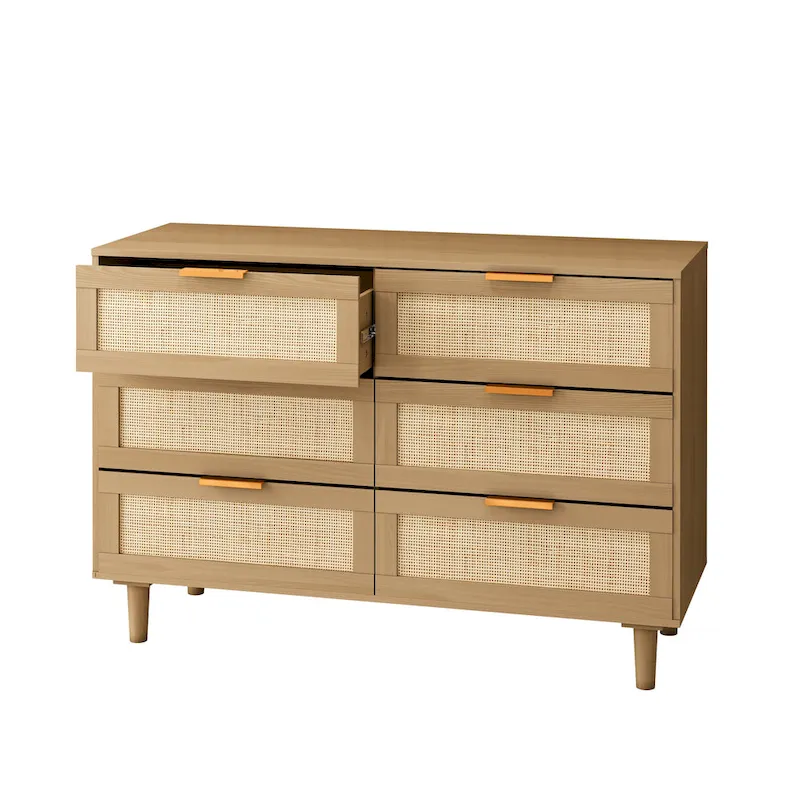 6-Drawer Rattan Dresser
