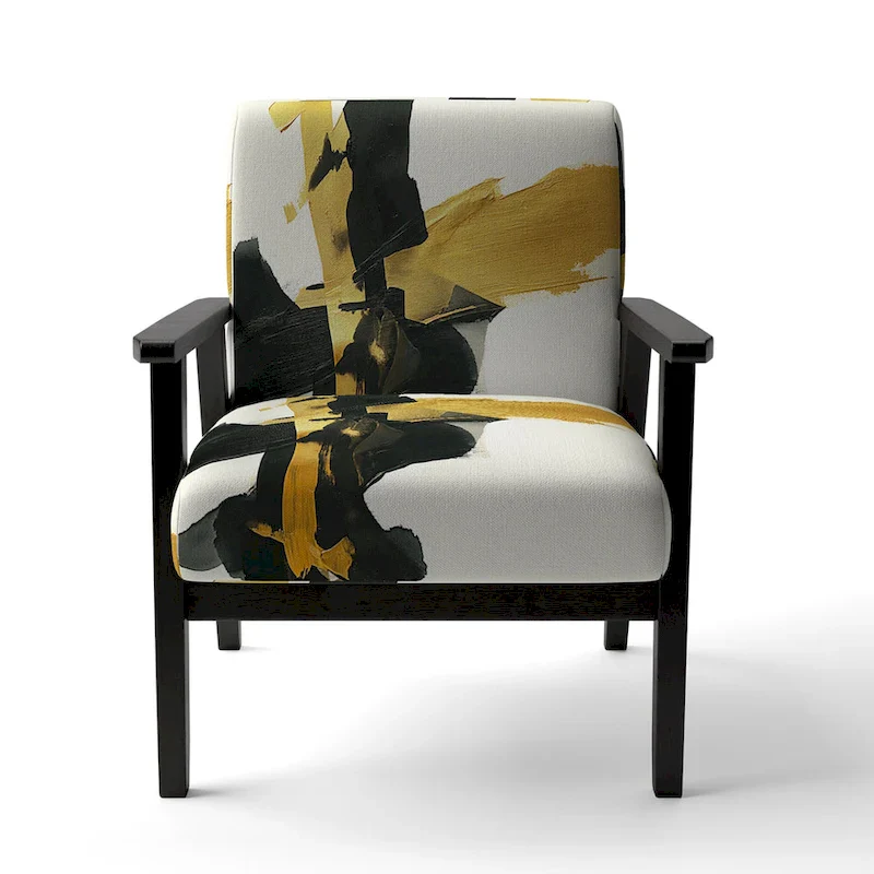 Geometric Black And Teal IV Upholstered Accent Chair