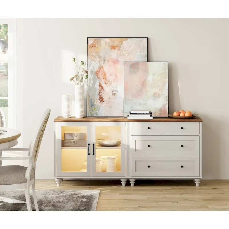 Off White 2-in-1 Sideboard & Dresser, 68 Inch