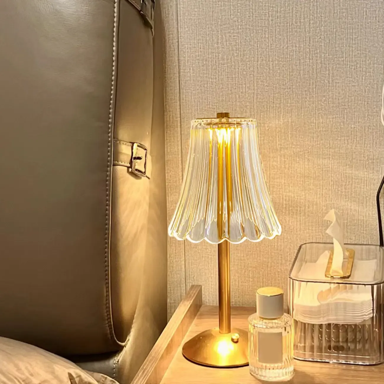 Crystal Table Lamp Stepless Dimming LED for Bedroom