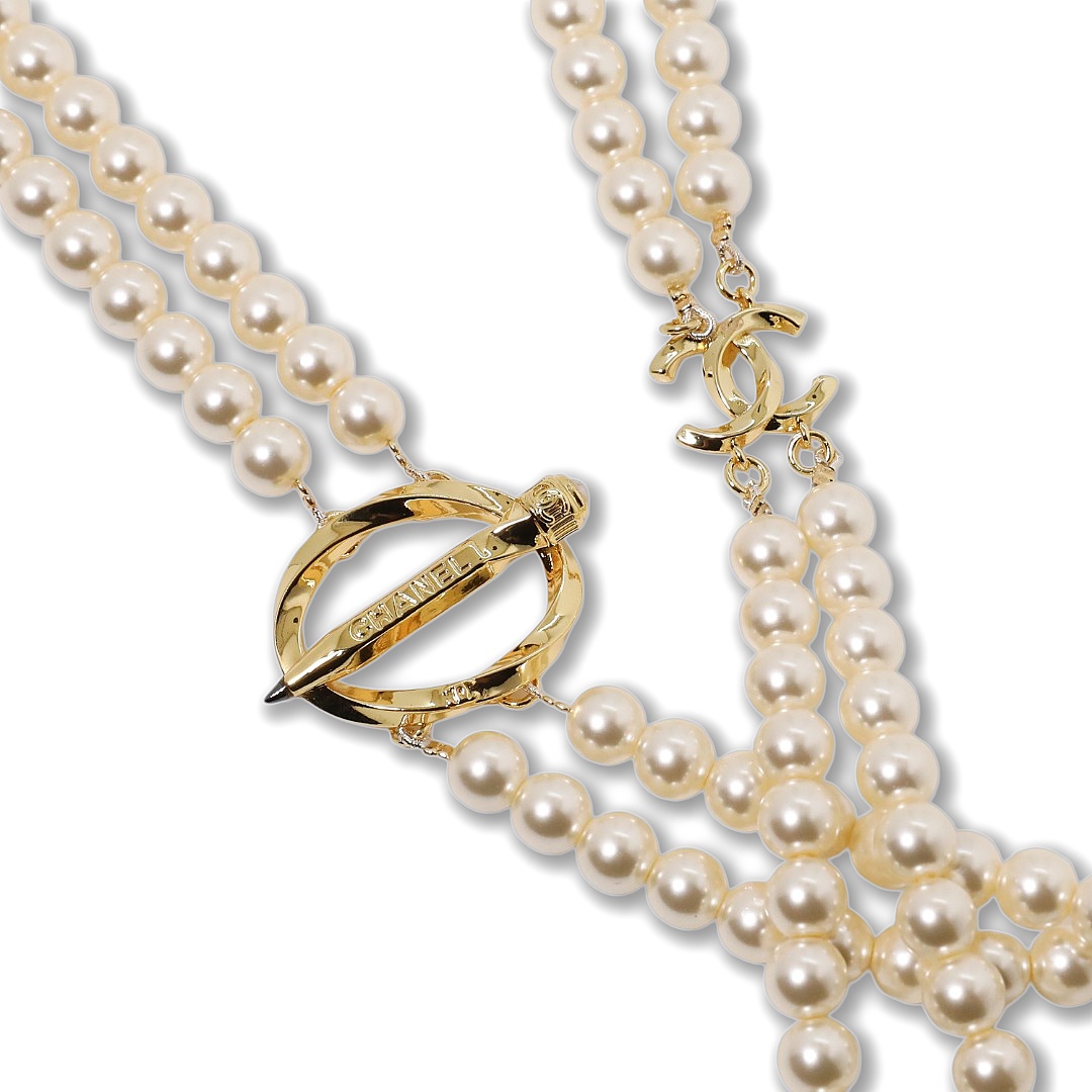 CCL121 Chanel pearl long chain sweater necklace - ccjewelryacc
