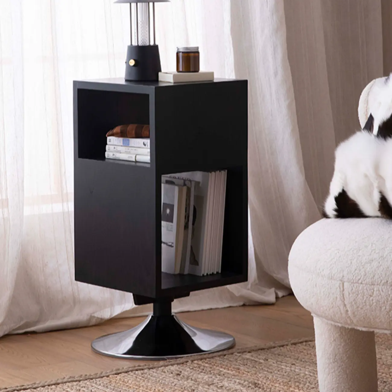 Timeless Rectangular Wooden 360° Rotating Side Table