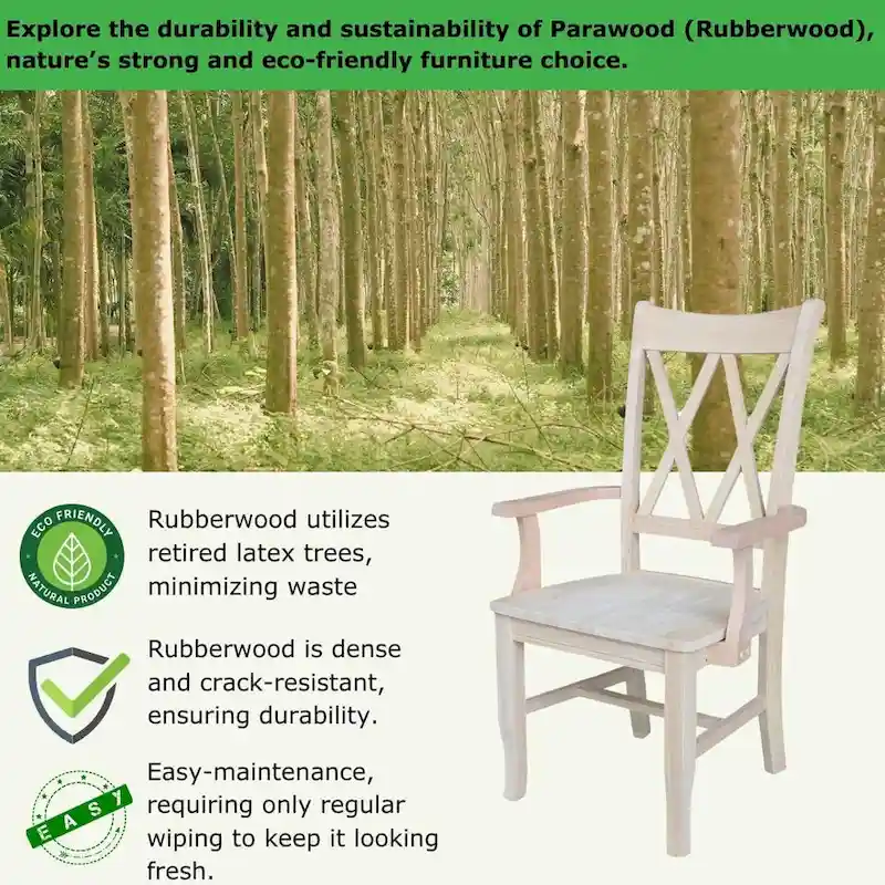 Solid Wood Double X-Back Dining Chair with Arms