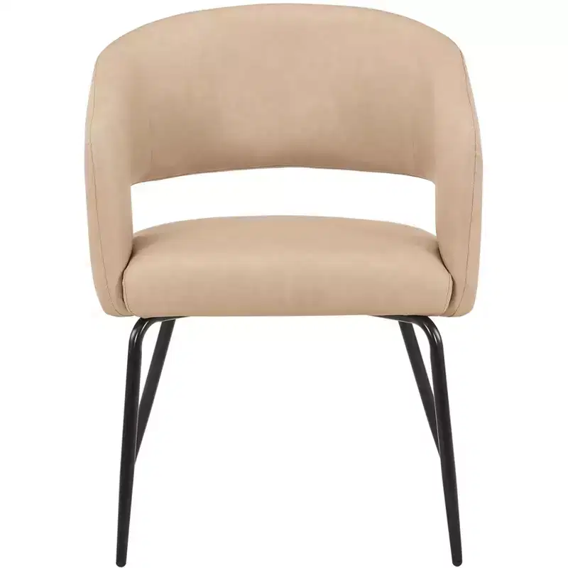 LeisureMod Dining Chair Upholstered in Velvet/Leather with Open Curved Backrest and Powder-Coated Iron Legs Gavin Collection Set of 2