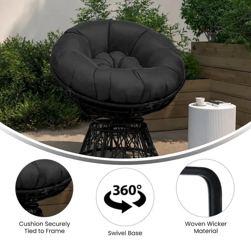Papasan Swivel Patio Lounge Chair