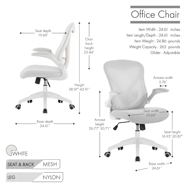 Ergonomic Mesh Office Chair with Nylon Base and Tilt Mechanism