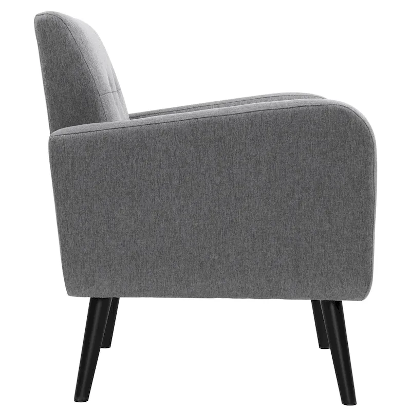 Mid-Century Modern Accent Chair with Tufted Back, Armrests, Polyester Fabric Upholstery, 29.75